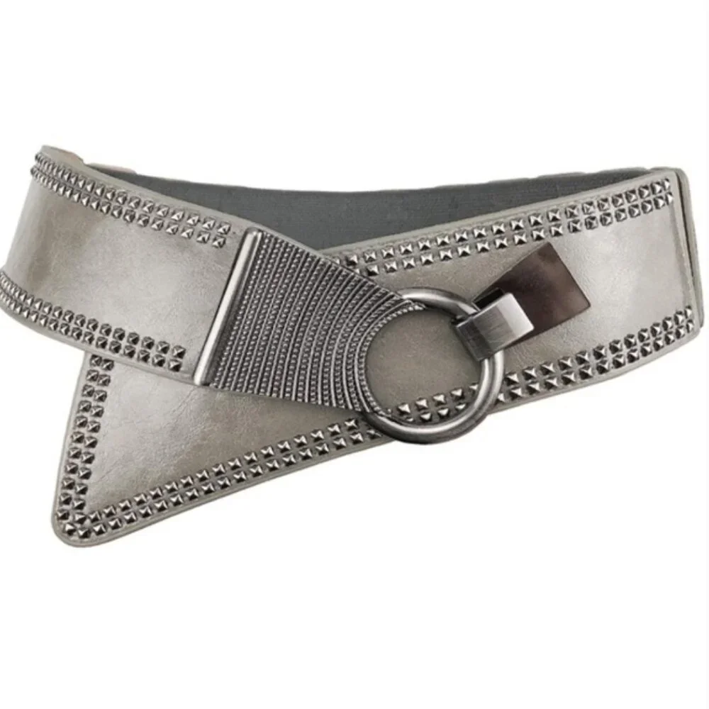 Waist Belt Elastic Stretch Cinch Belts With Interlock Buckle